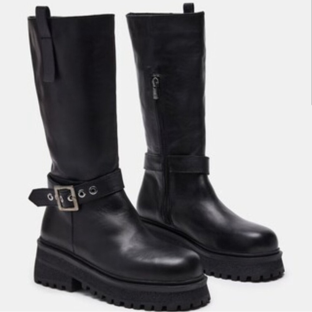 Steve Madden Black Leather  Boots